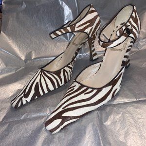 NEW VINTAGE CHRISTIAN DIOR ANIMAL ZEBRA PRINT HEELS PUMPS SHOES 39.5